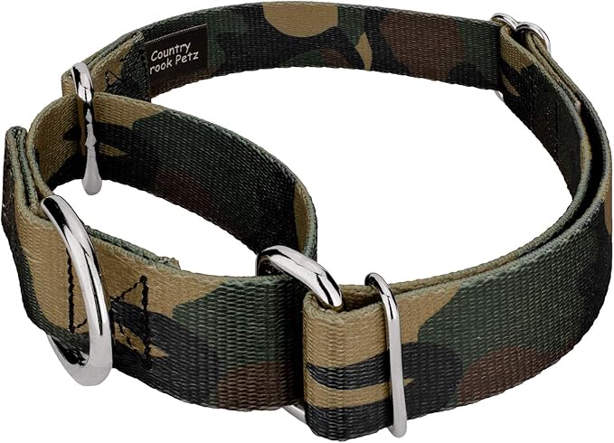 Country Brook Petz - Woodland Camo Martingale Dog Collar and Leash - Camouflage Collection Featuring Rugged Designs (1 Inch, Extra Large)