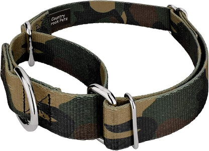 Country Brook Petz - Woodland Camo Martingale Dog Collar and Leash - Camouflage Collection Featuring Rugged Designs (1 Inch, Extra Large)