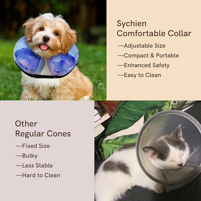 Inflatable Dog Collar, Potective Recovery E Collar for Dogs and Cats, Soft Pet Cone Collar for Small Medium Large Dogs and Cats