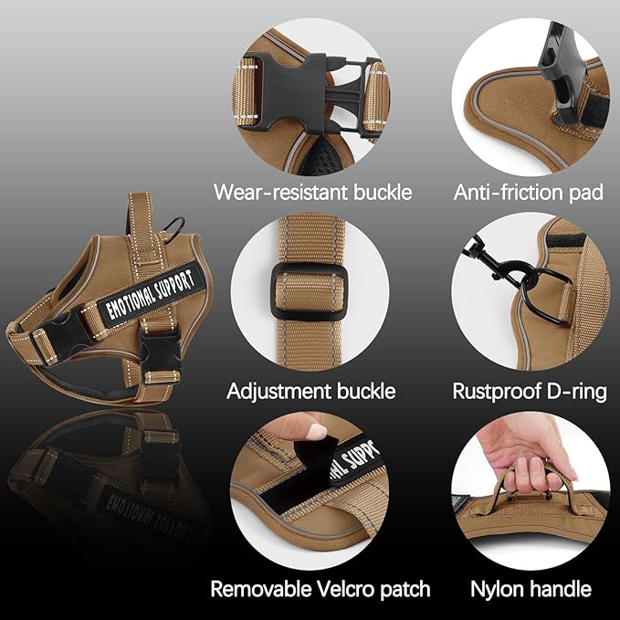 voopet Emotional Support Dog Harness, Professional Service Dog Vest Harness for Small Medium Large Dogs, Reflective Breathable and Adjustable No Pull/Choke ESA Essential Harness