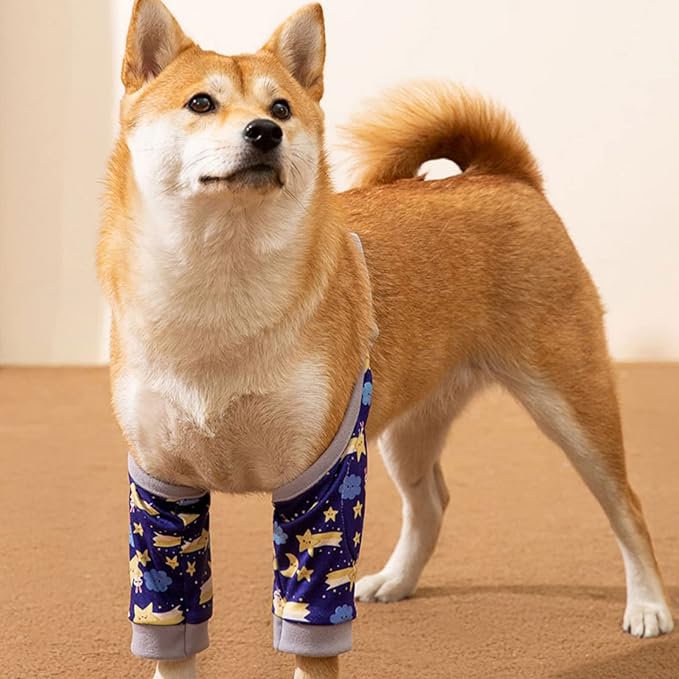ROZKITCH Dog Surgery Leg Sleeve for Front Legs, Pet Prevent Licking Wound Elbow Knee Protector, Dog Leg Sleeve to Stop Licking Cone Collar Alternative for Sprain ACL CCL Arthritis Blue L