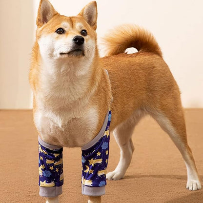 ROZKITCH Dog Surgery Leg Sleeve for Front Legs, Pet Prevent Licking Wound Elbow Knee Protector, Dog Leg Sleeve to Stop Licking Cone Collar Alternative for Sprain ACL CCL Arthritis Blue L