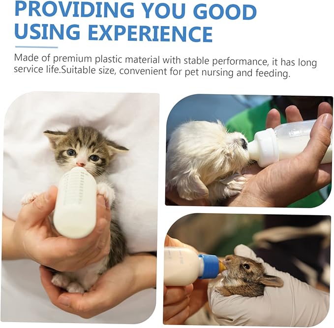 3Pcs Pet Feeding Bottles for Puppies and Kittens Leak Resistant Nursing Milk Feeders Portable Small Animal Nursing Bottles for Newborn Pets Blue