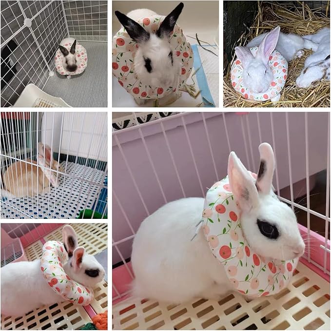 Adjustable Rabbit Protection Cone Collar,Soft Pet Recovery Collar for Rabbits/Chinchilla/Guinea Pigs/Kittens After Surgery Wound Healing,Elizabeth Neck E-Collar for Small Animals (XS, Pink Cherry)