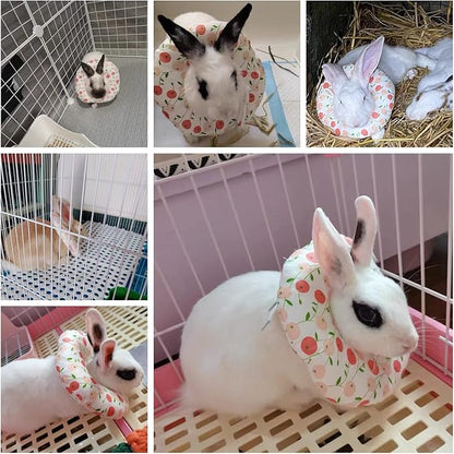 Adjustable Rabbit Protection Cone Collar,Soft Pet Recovery Collar for Rabbits/Chinchilla/Guinea Pigs/Kittens After Surgery Wound Healing,Elizabeth Neck E-Collar for Small Animals (XS, Pink Cherry)