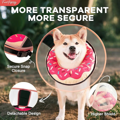 Inflatable Dog Cone Collar with Detachable Sturdy Shield,Soft&Lightweight-Ideal for Post-Surgery Recovery and Daily Wear,Suitable for Small Medium Large Dog Breeds(Donut Pink,M+)