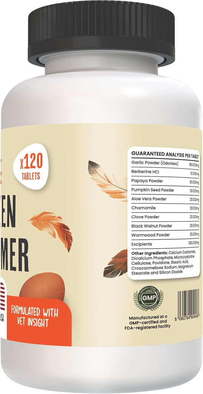 Roosty's Naturals De-Wormer for Chickens | 120 Count | All-Natural Formula | US-Made Chicken Wormer, Poultry De-Wormer |