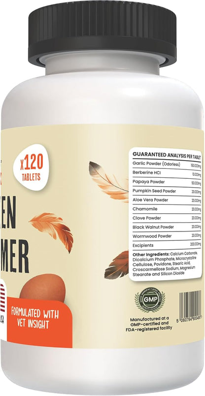 Roosty's Naturals De-Wormer for Chickens | 120 Count | All-Natural Formula | US-Made Chicken Wormer, Poultry De-Wormer |