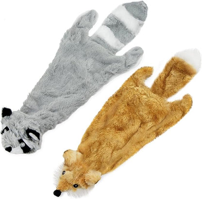 Best Pet Supplies Squeaky Dog Toys with Soft Durable Fabric for Small, Medium and Large Pets Interactive Toy for Indoor Play, Supports Active Biting and Play - Fox, Raccoon, Large