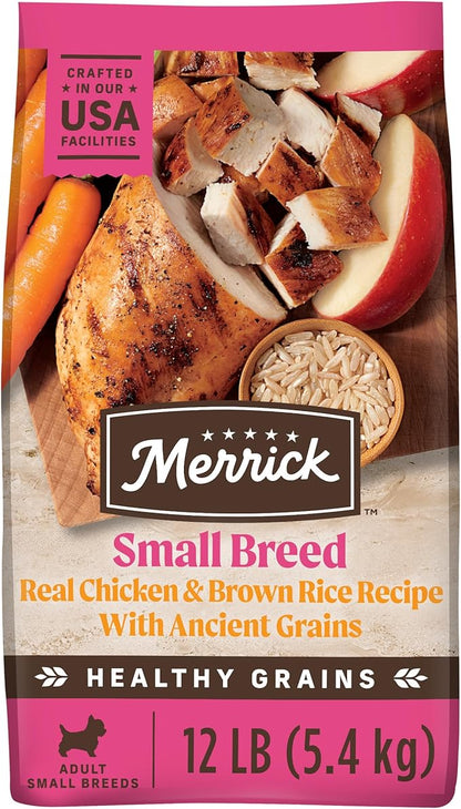 Merrick Healthy Grains Premium Dry Dog Food for Small Dogs, Wholesome and Natural Kibble, Small Breed Recipe - 12.0 lb. Bag