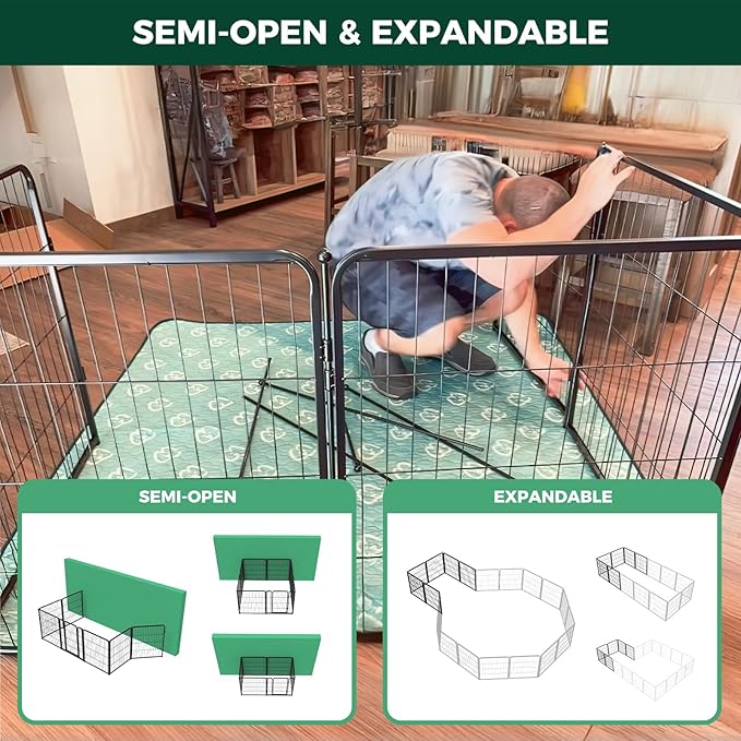 FXW Homeplus Unleashed Indoor Dog Playpen - Stress-Free and Safe Play, Heavy Duty 24 Inch 4 Panels Dog Pen for Puppy and Small Dogs, Black│Patented