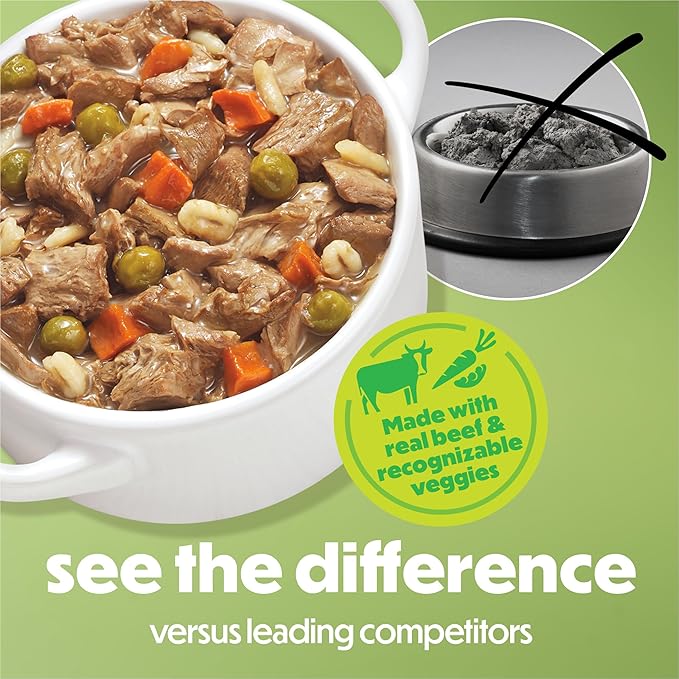 Purina Beneful Wet Dog Food Freshly Prepared Meals Beef Stew with Peas, Carrots, Rice, and Barley - (Pack of 8) 10 oz. Tubs