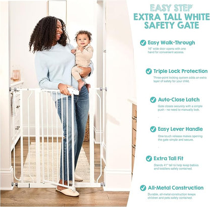 Regalo Safety 36" Extra Tall Baby Gate for Doorways & Bottom of Stairs, Pressure Mounted Walk Through Gate for Babies, Toddlers & Pets, Tested & Safe for 30 Years, American Designed, American Owned
