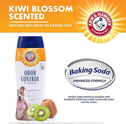 Arm & Hammer Deodorizing Dog Shampoo with Baking Soda for Odor Control, Tearless Moisturizing Formula for Sensitive Skin, Fresh Kiwi Blossom Scent, Safe for Dogs and Puppies, 20 Fl Oz - 2 Pack