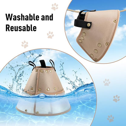 Soft Dog Cone Collar for Large Medium Small Dogs - Adjustable Pet Recovery E-Collar, Tan XLarge Long