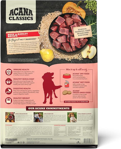 ACANA Classics Dry Dog Food Beef and Barley Recipe 4lb Bag