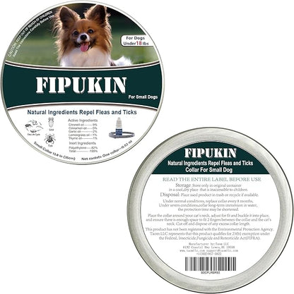 Natural Flea & Tick Collar for Small Dogs | 8‑Month Waterproof Protection, Adjustable Fit | Plant‑Based Formula with Essential Oils