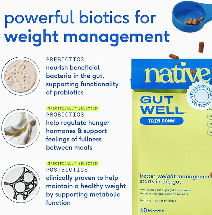 Native Pet Lean & Strong Bundle: GutWell Trim Down - Dog Weight Loss Supplement & Goat Milk for Dogs - Organic Goat Milk Powder - Puppy Formula Dairy Replacement Packed with Protein - 60 Scoops