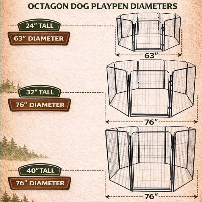 Dog Playpen w/Carrying Case for Indoor or Outdoor Use – 40 Inch, 8 Black Panels - Portable Metal Exercise Pen for Medium & Large Dogs - Pet Fence Kennel Crate for House, RV, or Travel