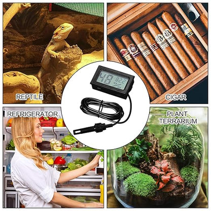 Weewooday Mini Digital Temperature Humidity Meters Gauge with Probe Gauge LCD Fahrenheit Display Thermometer Hygrometer for Incubator Reptile Plant Greenhouse Chicken Coop Garden(Black, 24 Pieces)