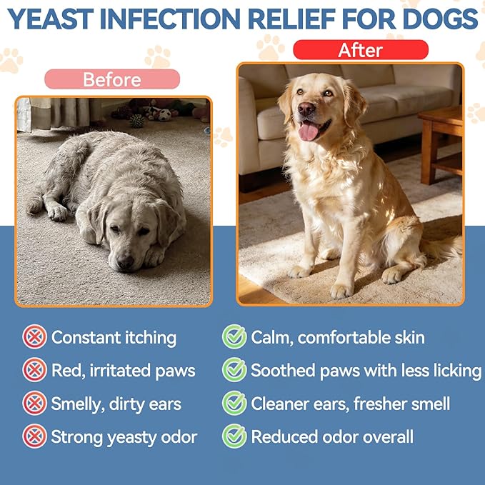 2PCS Yeast Infection Treatment for Dogs, Carmelie Support Healthy Itch Relief, Ear Paw Discomfort Care, Itch Relief for Dog, Allergy Supports, Inflammation Relief for Dogs, Bacon Flavor 60ml