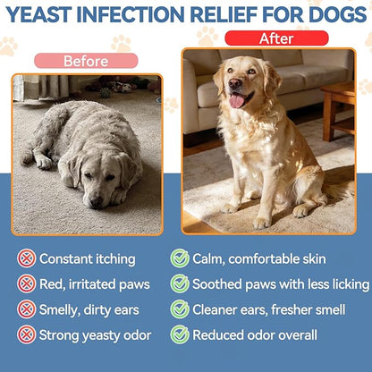 2PCS Yeast Infection Treatment for Dogs, Carmelie Support Healthy Itch Relief, Ear Paw Discomfort Care, Itch Relief for Dog, Allergy Supports, Inflammation Relief for Dogs, Bacon Flavor 60ml