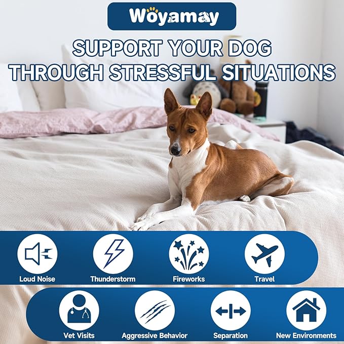 Woyamay Hemp Calming Chews for Dogs, 200 Treats Dog Calming Chews for Anxiety & Stress Relief, Anxiety Relief Treats for Dogs with Hemp Oil, Melatonin Dog Calm Treats for Stress|Sleep|Separation