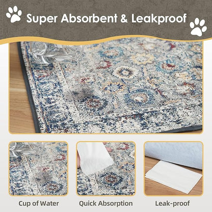 SCLOSE Washable Pee Pads for Dogs 2 Pack, 36" x 24" Reusable Puppy Pads Waterproof, Super Absorbent Dog Rugs, Leakproof, Dog Crate Pad, Playpen Mat, Whelping Pads, Vintage