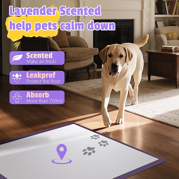Lavender Scented Super Absorbent & Leak-Proof Puppy Pads, 30"x36" Odor Control Pet Training Dog Pee Pads, Thicken Quick Dry Pee Pads, Potty Training Pads for Dogs Cats 150Counts