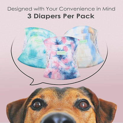wegreeco Washable Male Dog Belly Band (Stylish Pattern)- Pack of 3 - Washable Male Dog Belly Wrap, Dog Diapers Male (Tie-dye, Sky, Large)