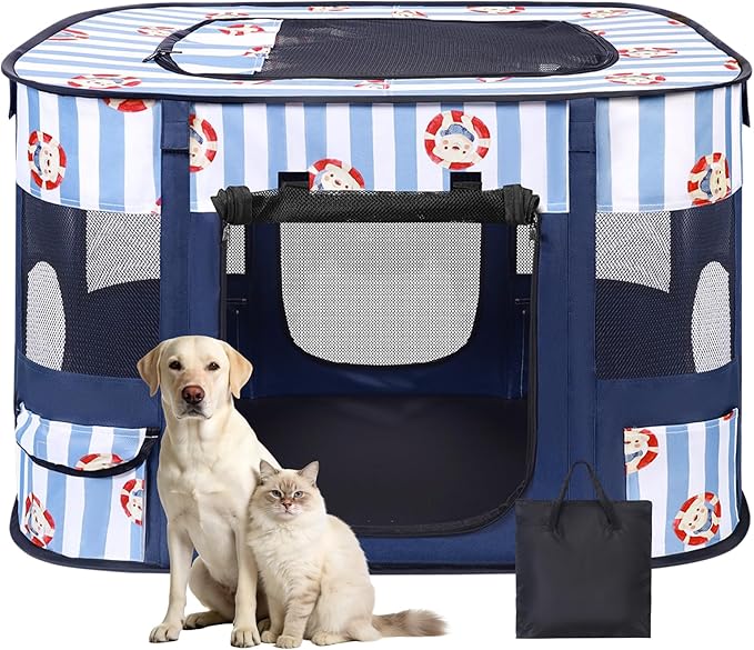 Dog Play Pen Indoors, Pink Crate, Dog Pen,Portable Foldable Playpen Indoor for Small/Medium Dogs, Puppy Cat Pet Playpen, Exercise Kennel Tent Crate