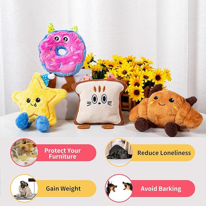 DODODOLA Stuffed Dog Toys Durable Plush Dog Toy with Crinkle Paper Cute Elephant Squeaky Dog Toys Dog Chew Toys for Medium Large Breed (Colorful Sweet)