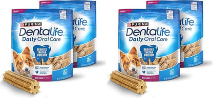 Dentalife Daily Oral Care Dog Treats for Small and Medium Dogs,Chewy Dental Treat to Freshen Breath and Fight Tartar,Chicken Flavor,35.7 oz. Each,94 Chews-2 x 47 ct. Pouch,94 Count (Pack of 2)