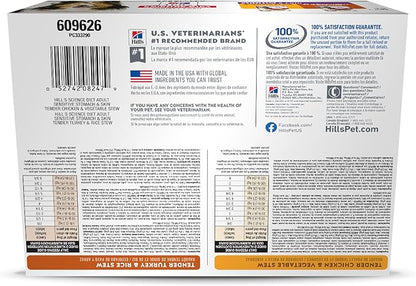 Hill's Science Diet Adult Sensitive Stomach & Sensitive Skin Wet Dog Food Variety Pack, Chicken & Vegetable Stew, Turkey & Rice Stew, 12.5 oz. Cans, 12-Pack