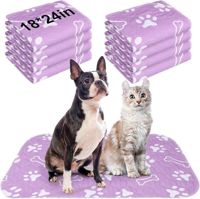 BEAUTYZOO 8 Pack Washable Pee Pads for Dogs, Reusable Puppy Pads for Potty Training, Waterproof Super Absorbent Whelping Pads Mats Non Slip Against Urine for Small Medium Dogs Cats, 18" x 24"