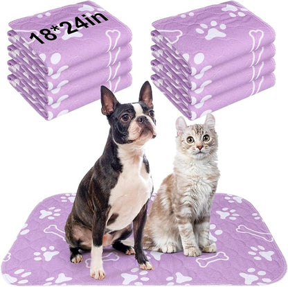 BEAUTYZOO 8 Pack Washable Pee Pads for Dogs, Reusable Puppy Pads for Potty Training, Waterproof Super Absorbent Whelping Pads Mats Non Slip Against Urine for Small Medium Dogs Cats, 18" x 24"
