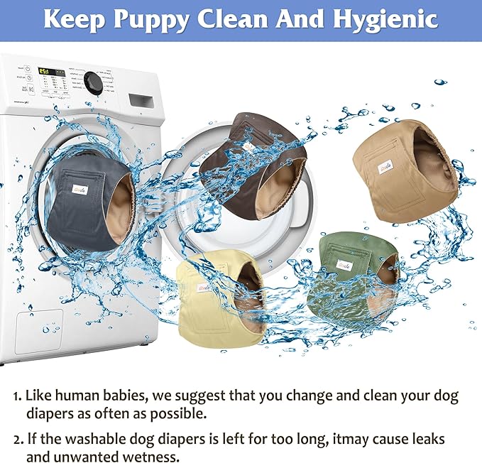 5 Pack Dog Diapers Male Reusable, Premium Belly Bands for Male Dogs, High Absorbing Male Dog Pee Wraps for Doggie in Incontinence or Excitable Urination and Training Gray,Green,Brown XXL