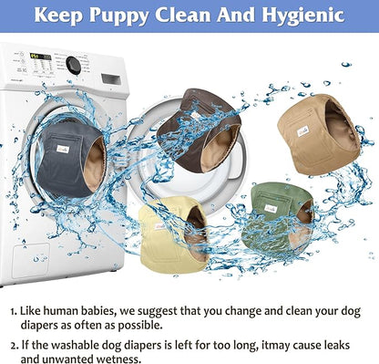 5 Pack Dog Diapers Male Reusable, Premium Belly Bands for Male Dogs, High Absorbing Male Dog Pee Wraps for Doggie in Incontinence or Excitable Urination and Training Gray,Green,Brown XXL