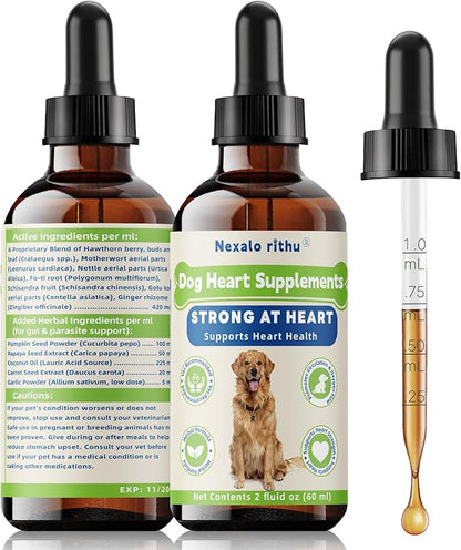 Heartw0rm Prevention for Dogs, Fast-Absorbing Liquid with Hawthorn & Motherwort, Supports Heart Function & Smooth Circulation, Helps Maintain Daily Vitality,Young Heart for Dogs, 2 fl oz/60 mL
