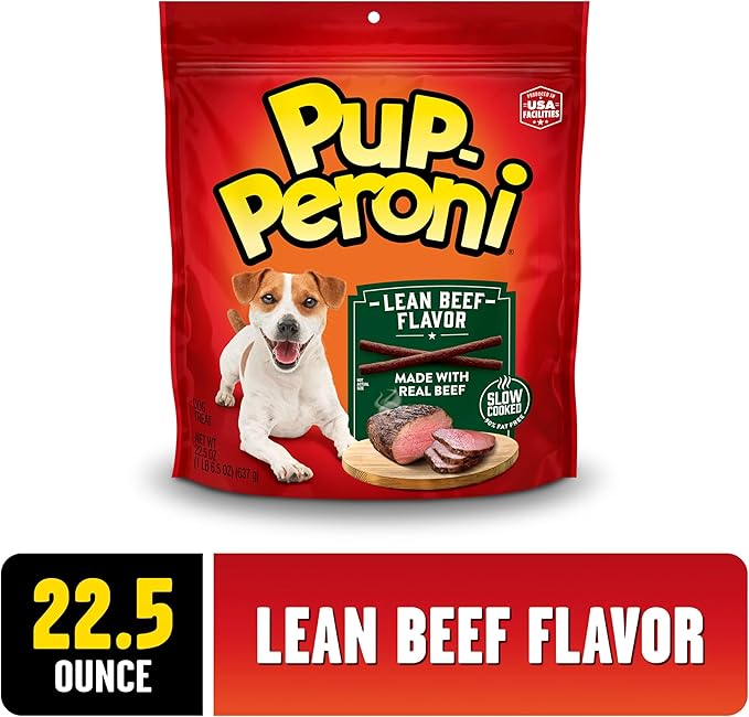 Pup-Peroni Dog Treats, Lean Beef Flavor, 22.5 Ounce, Made with Real Beef, 90% Fat Free (Pack of 2)