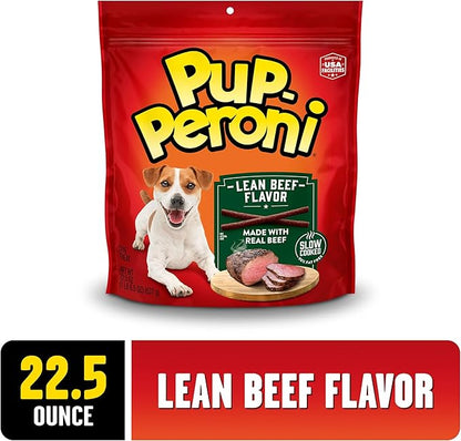 Pup-Peroni Dog Treats, Lean Beef Flavor, 22.5 Ounce, Made with Real Beef, 90% Fat Free (Pack of 2)