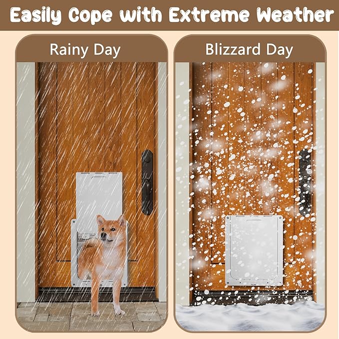 Never Rust Plastic Dog Door with Soft Clear Magnetic Flap and Snap-in Closing Panel, 15x18'' 2-Way Locking Pet Door for Doors and Walls up to 2.17'' Thick, Weatherproof Cat Door, Easy to Install (L)