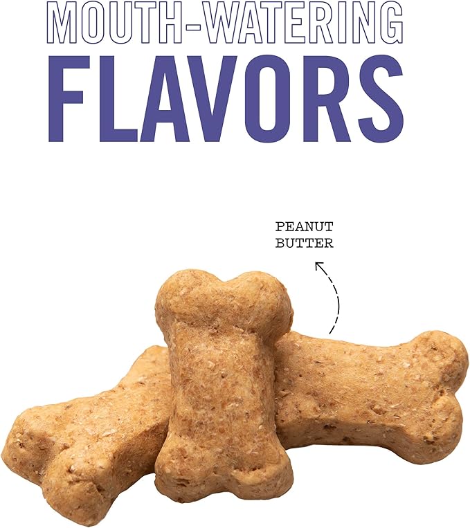 Three Dog Bakery Crunchy Itty Bitty Bones, Peanut Butter Flavor, Premium Treats for Dogs, 13 Ounce Box
