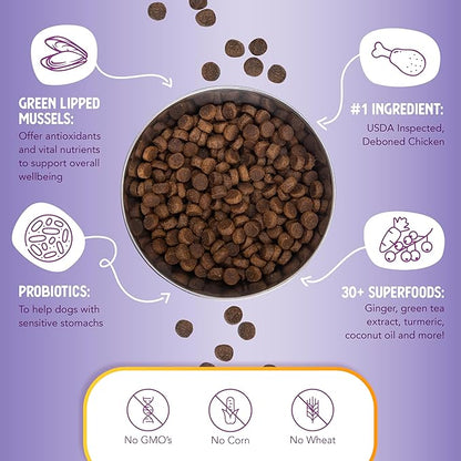 Health Extension Large Bites Chicken & Brown Rice Dry Dog Food, Protein-Rich Formula with Probiotics & Essential Nutrients for Large Breeds (30 lb)