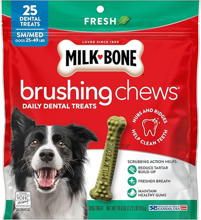 Milk-Bone Brushing Chews Original Chicken Flavor Daily Dental Dog Treats, Small/Medium, 19.6 Oz. Bag