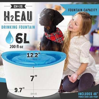 Zeus Fresh & Clear Elevated Dog and Cat Water Dispenser, Large Drinking Water Fountain with Purifying Filter, 6L Capacity, 1 Count (Pack of 1)