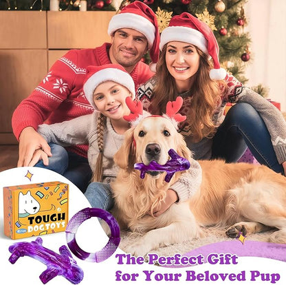 Furdog Dog Toys for Aggressive Chewers, Indestructible Chew Toys for Medium Large Breeds(20-80lb), Durable Squeaky Tough Dog Toy to Keep Them Busy (Purple, 2 Packs)