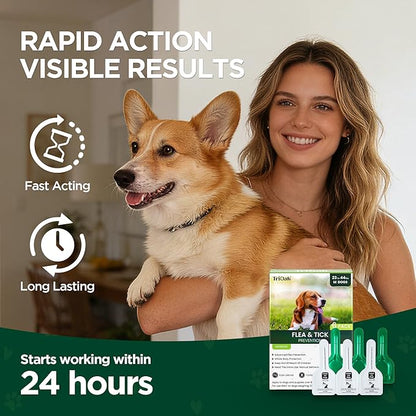Flea and Tick Prevention for Medium Dogs, 6 Doses Treatment Helps Control Fleas, Ticks and Chewing Lice for Dogs 23-44 lbs, Waterproof, Fast Acting