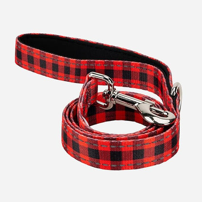 EcoBark Dog Leash - Soft & Reflective Comfort Leash with Padded Handle - Strong Durable Heavy Duty - Training and Pulling for Small, Medium or Large Dogs (Red Buffalo Plaid)