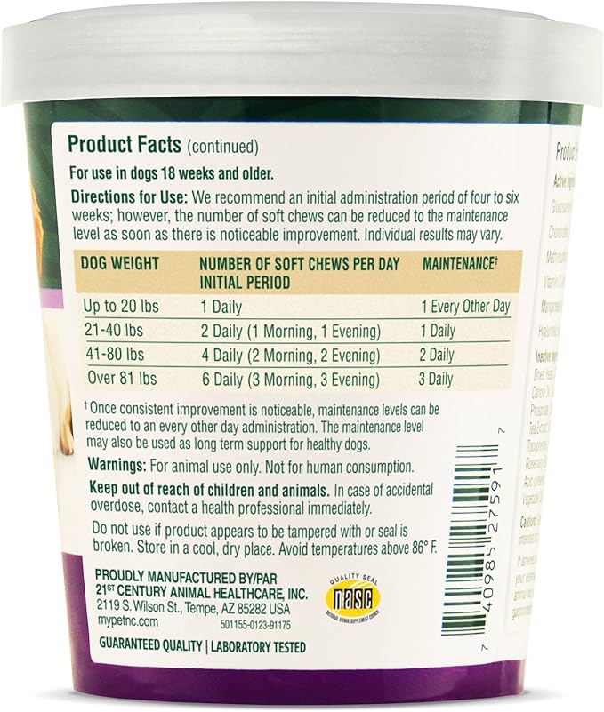 Petnc Hip & Joint Health Supplement for Dogs (90 Chews), Glucosamine Chondroitin MSM Dog Chews with Hyaluronic Acid, Liver Flavored Bone & Joint Support Supplement, For All Breeds